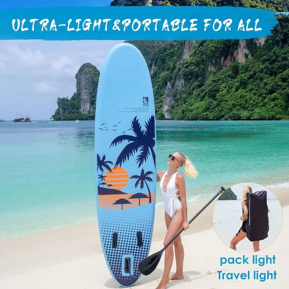 Inflatable Paddle Board, Stable Design, Advanced SUP Accessories, Backpack, 10L Dry Bag, Paddle Board, Leaves, Hand Pump, Fins