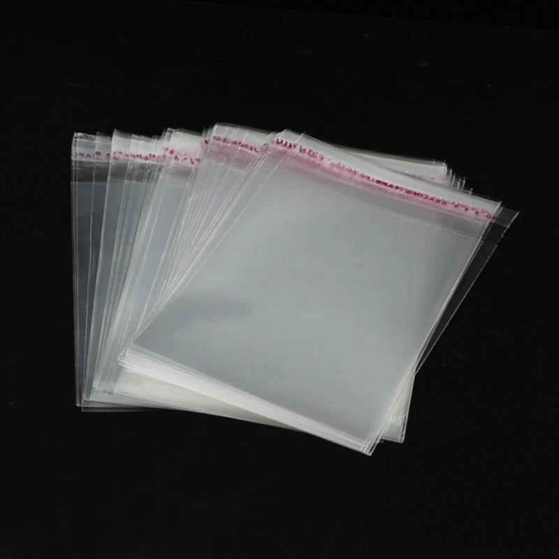 F42F 100ps Clear Self Adhesive Lots DIY Jewelry Seal Plastic Bags 8x12cm 3.1"x4.7"