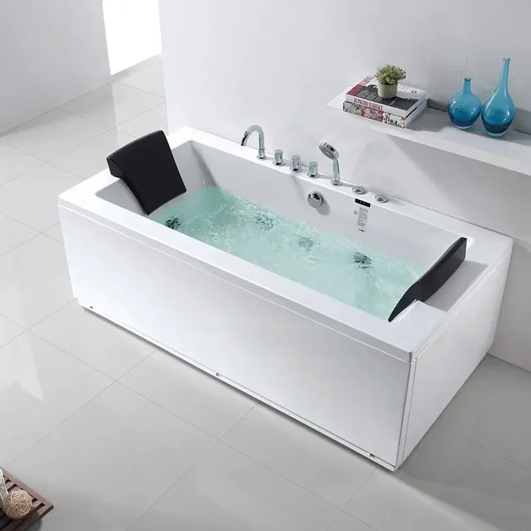 

z Fanwin acrylic bath tub manufacture Hydro Spa Hot Bathroom massage corner bathtub with handle