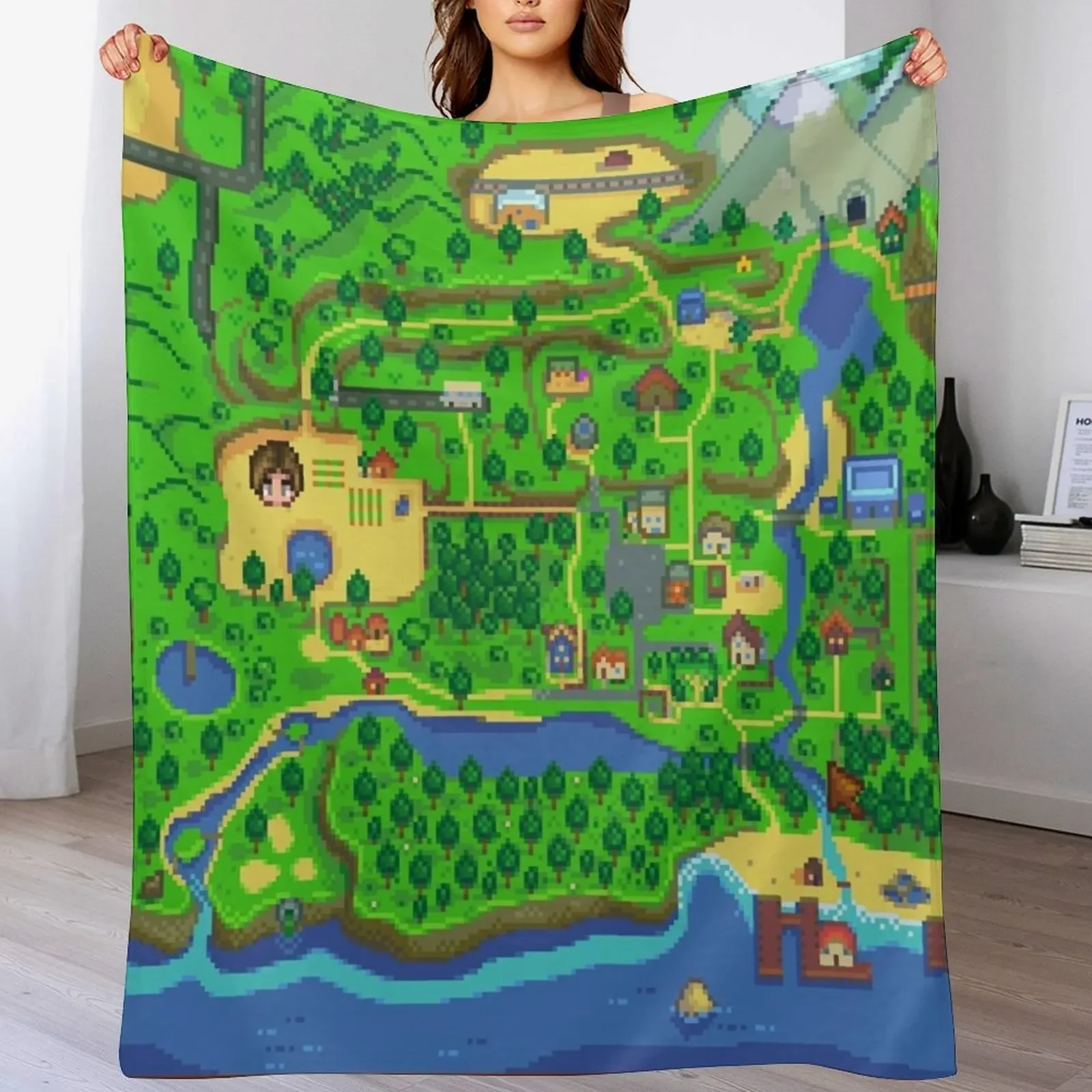 

Stardew Valley Map Throw Blanket Hairy cosplay anime Plaid Extra Large Throw Blankets