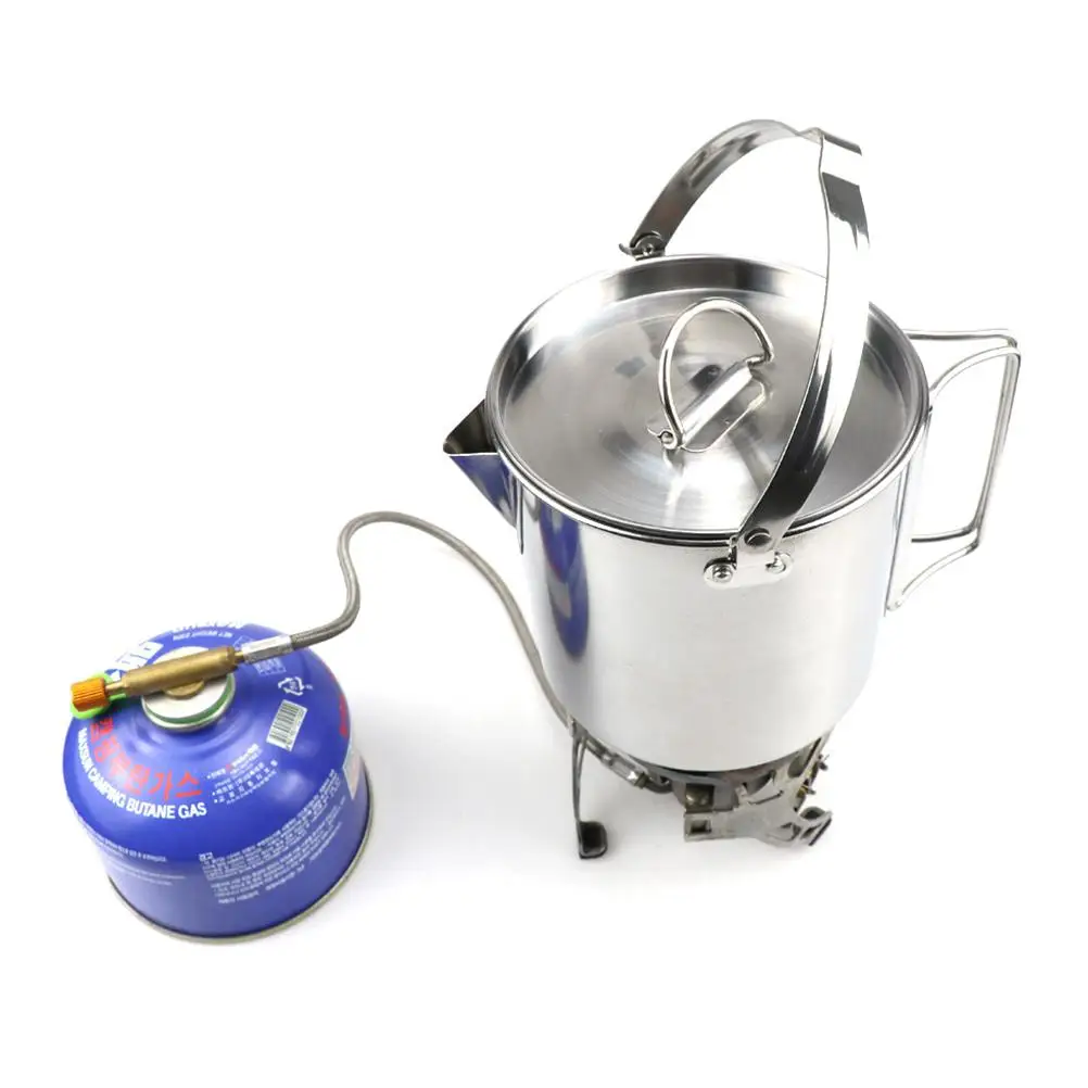 

Stainless Steel Kettle Small Camping Pot Boiling Water Foldable Portable Lightweight Compact Pour Spout Round Handle