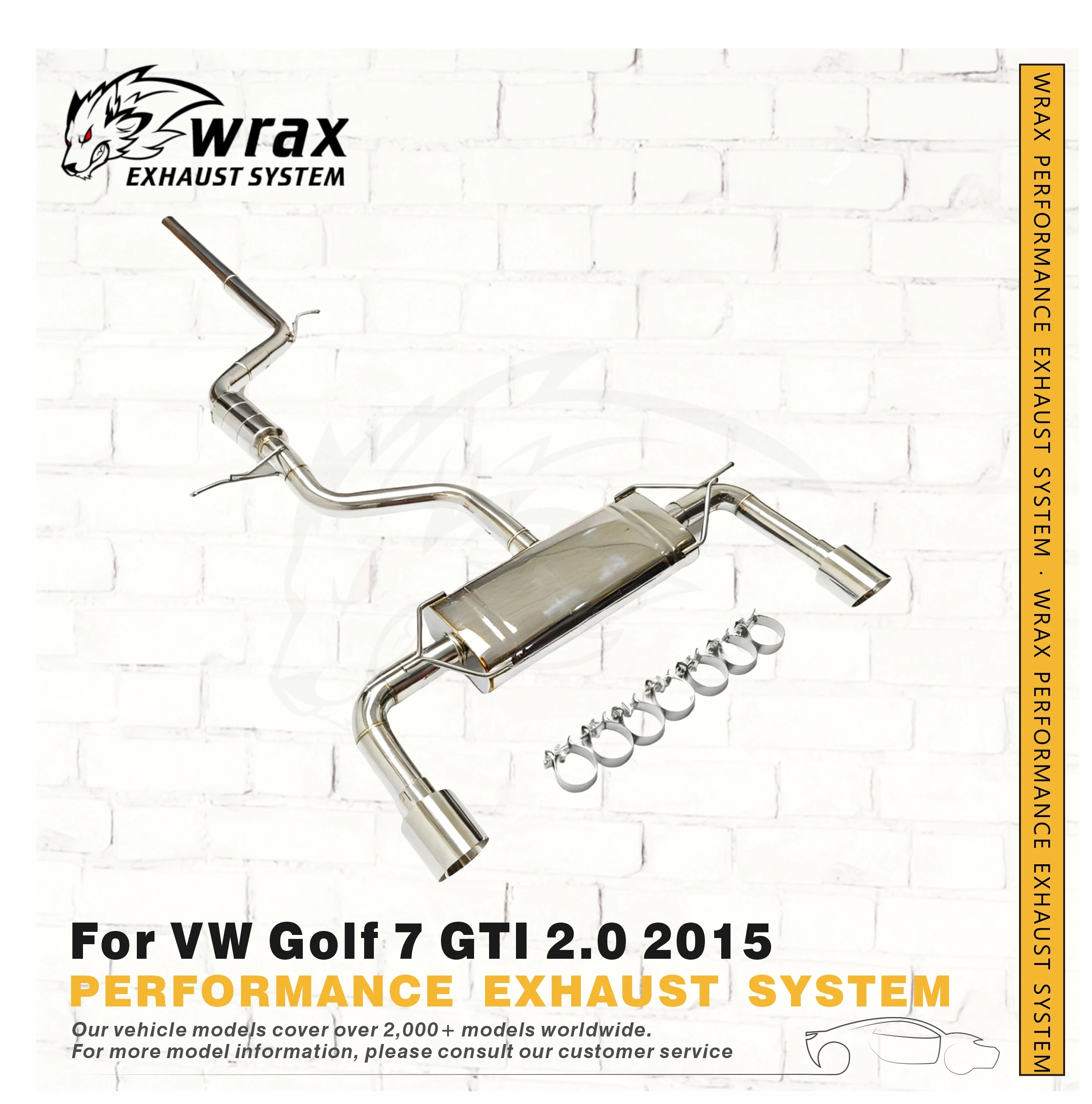 

WRAX Performance Catback for VW Golf 7 GTI 2.0 2015 Straight through Exhaust System Plug-and-Play Design for Easy Installation