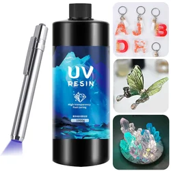 Transparent Epoxy Resin UV Glue Ultraviolet Curing Quick Drying UV Resin Glue DIY Resin Jewelry Making Supplies Tools UV Lamp