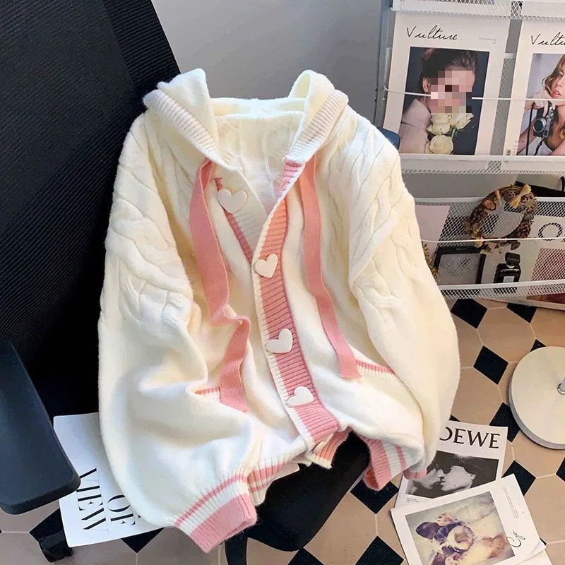 

Милые и стильные кардиганы Jmprs для женщин: белые вязаные пальто в японском стиле, свободные, с длинными рукавами, с капюшоном, элегантные топы в стиле Kawaii