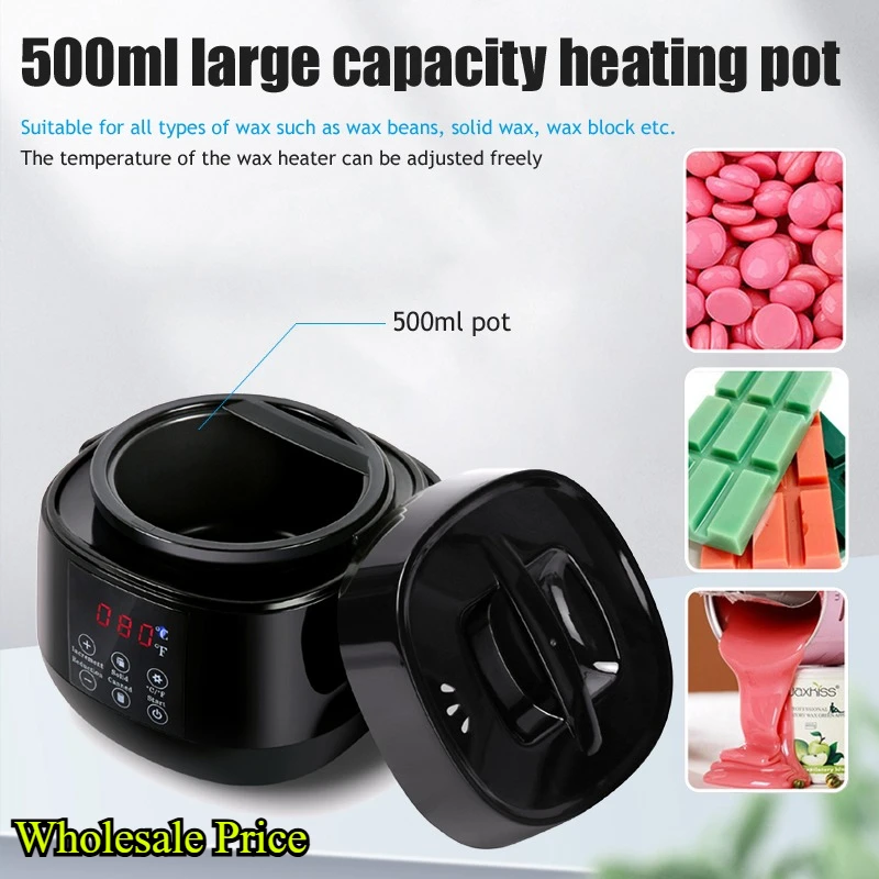 200ml/500ml Hair Removal Wax Melting Heater Machine with LCD Temperature Display Depilatory Warmer Pot for Waxing kit