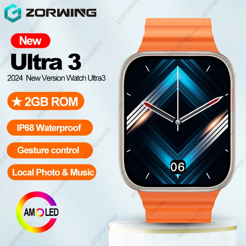 New Ultra 3 AMOLED Smart Watch Men Women ChatGPT Photo Album Recorder Gesture Control IP68 Waterproof Smartwatch for Android IOS