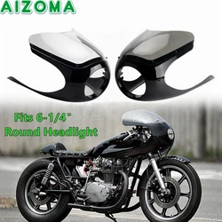Retro 6-1/4 inch Headlight Cowl Cover Smoke Windshield Cafe Racer Half Fairing For Honda Suzuki Yamaha Kawasak Scrambler BMW R