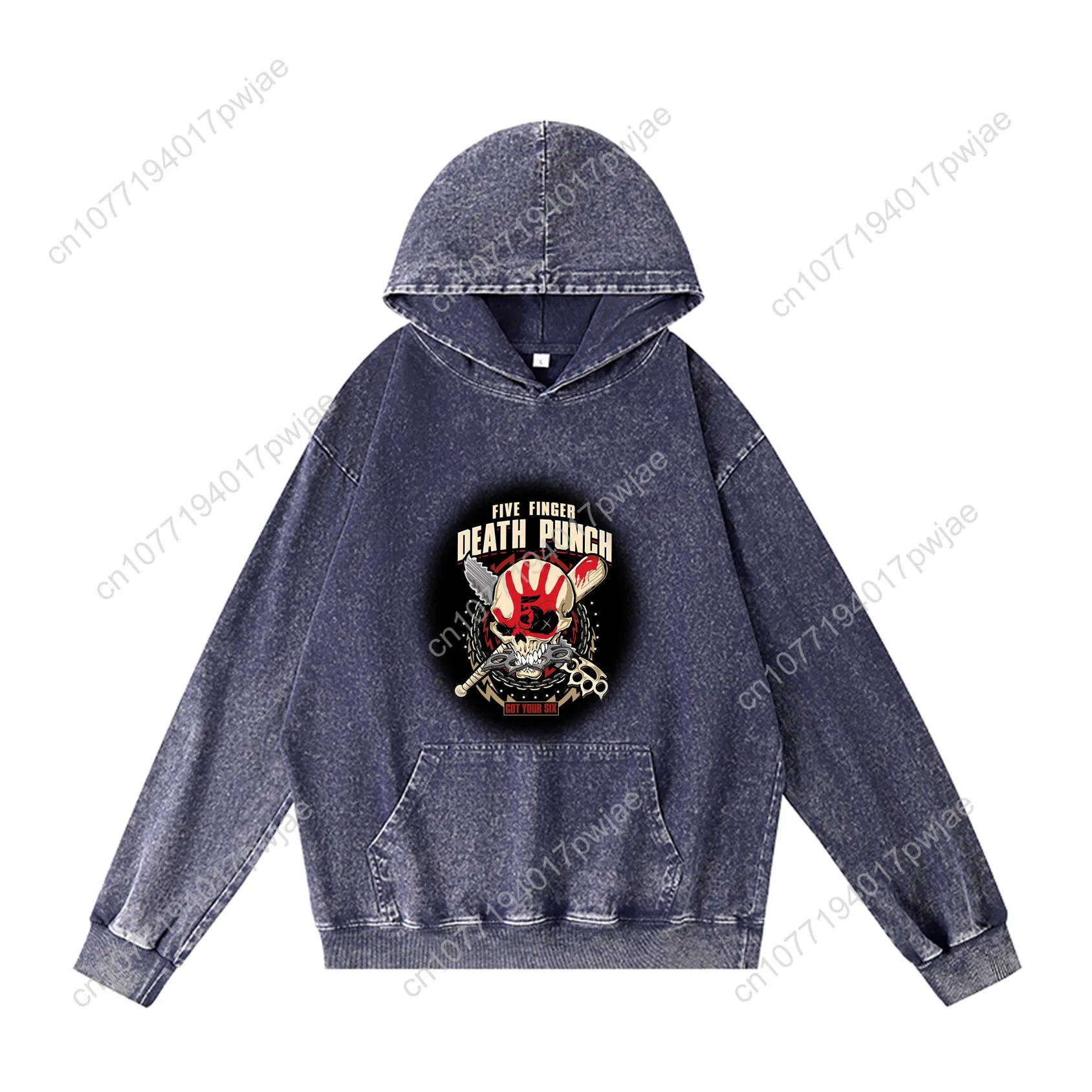 Five Finger Death Punch Band Hoodie Kapuzenpullover Herren Damen Vintage Pullover Sweatshirt mit Tasche Übergroßes individuelles Oberteil