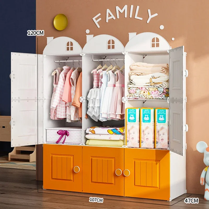 Cheap Cupboard Wardrobe Kids Simple Minimalist Makeup Display Wardrobe Modern Nordic Shelves Plastic Armario Hotel Furniture