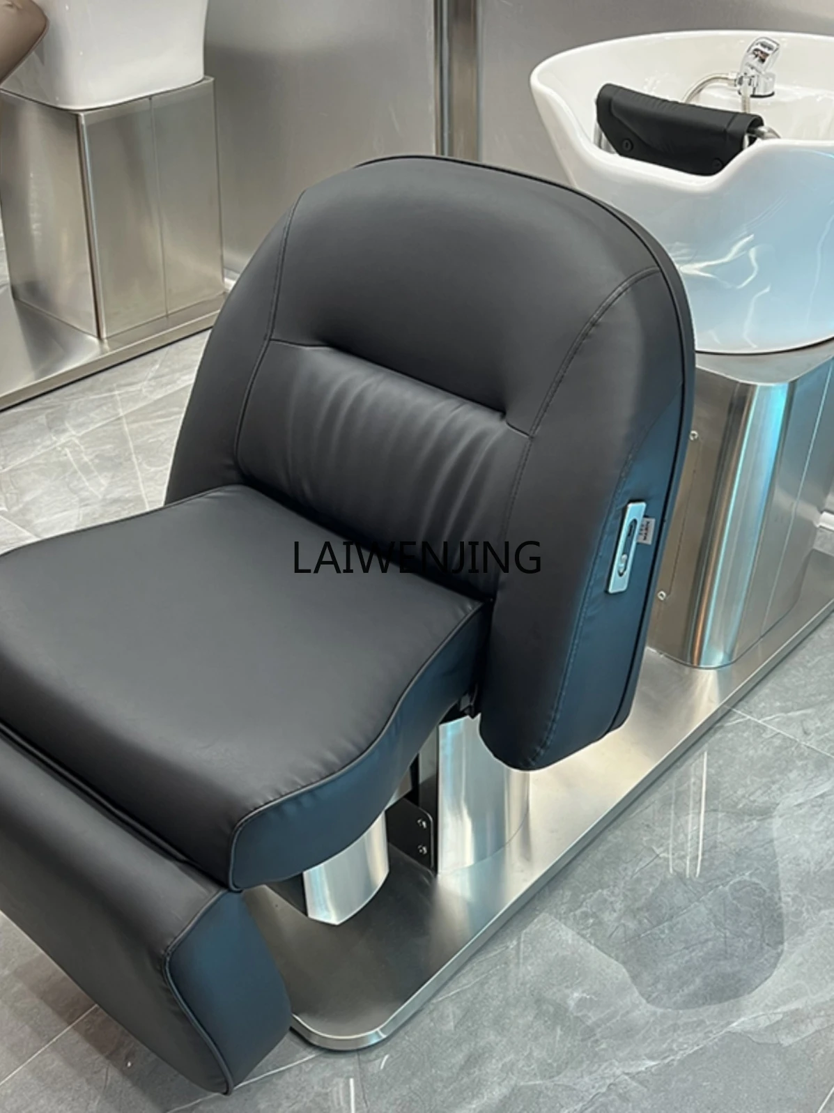 MJY Electric Shampoo Full Lying Flush Bed Barber Salon Stainless Steel Massage Bed