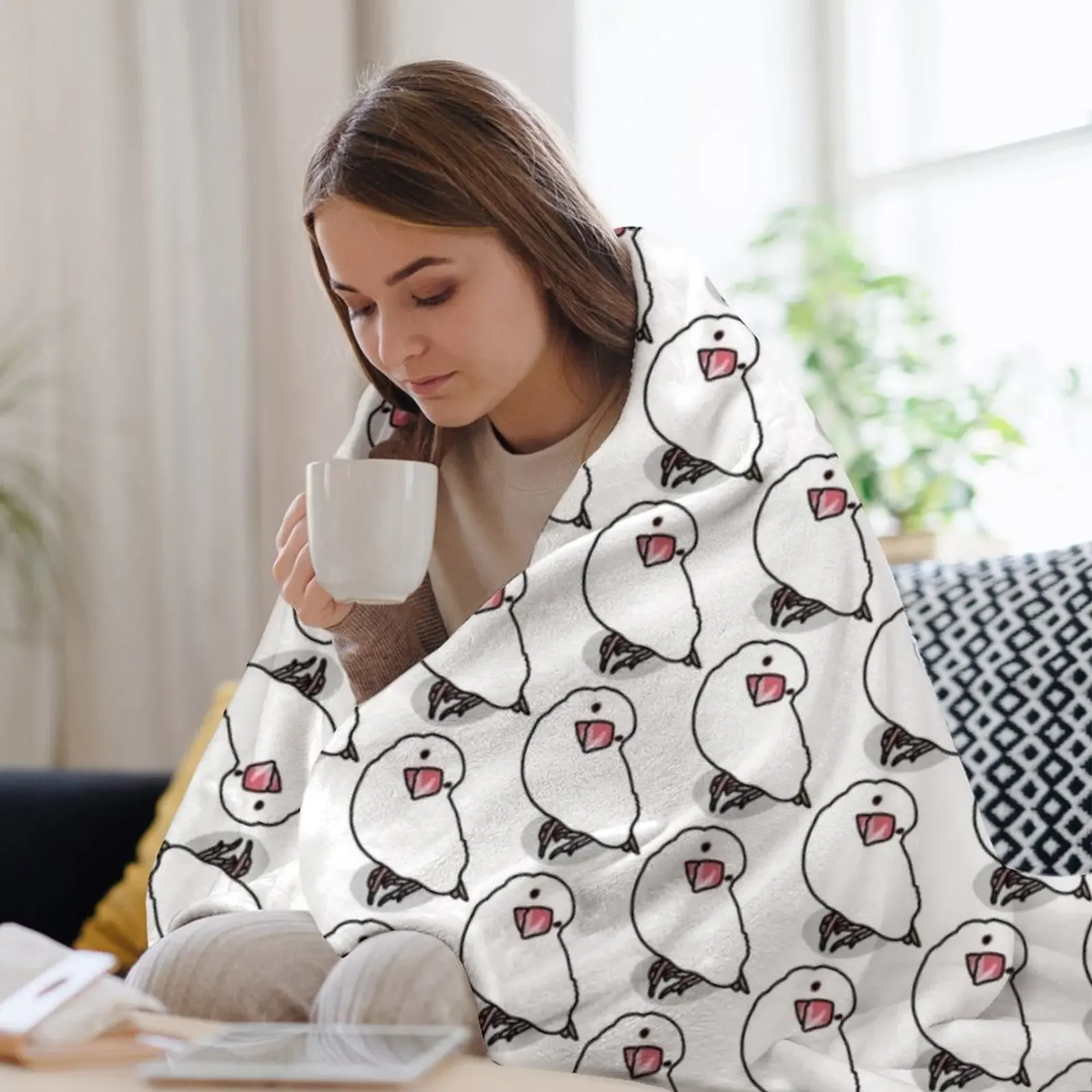 لطيف الأبيض جافا سبارو رمي بطانية الفانيلا النسيج تأثيري أنيمي المصممين الأربعاء البطانيات