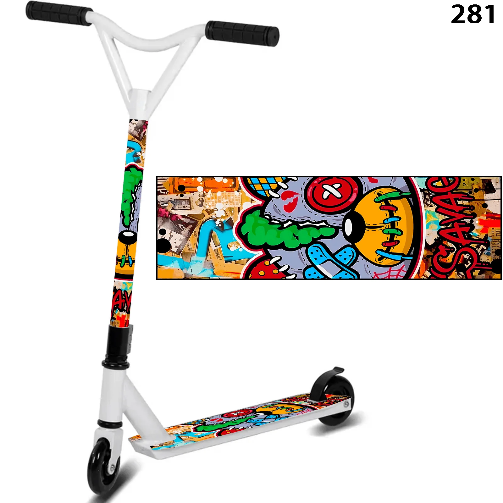 1 unidad de pegatina para scooter con diseño de collage de arte callejero y patrón de fuego, pegatina para monopatín, DIY personalizado y genial para scooter