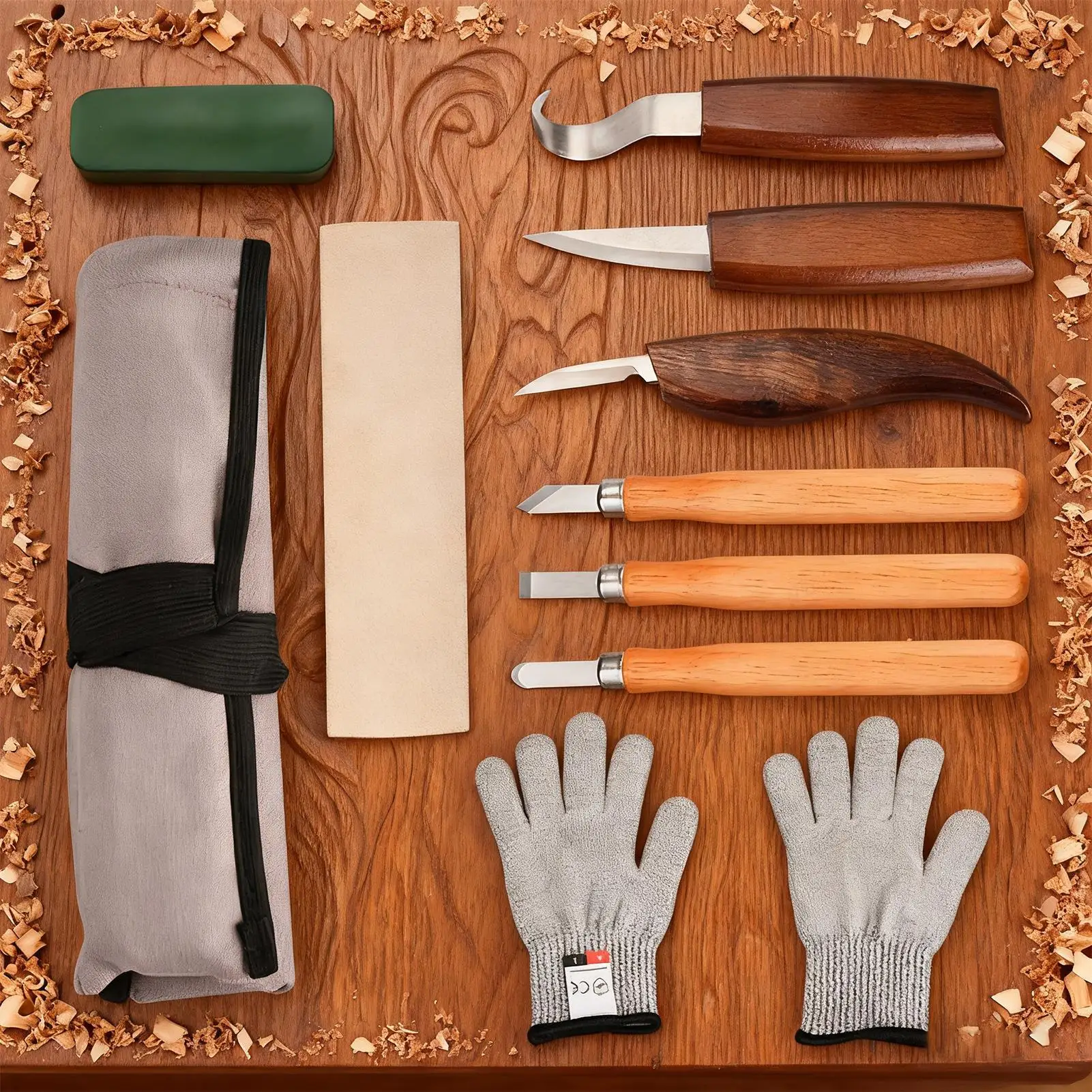 

Carving Tools Craft Etching Polisher 10 Pieces Kit Wood Carving Tool Set With Storage Bag For DIY Lovers Beginners Carpenters