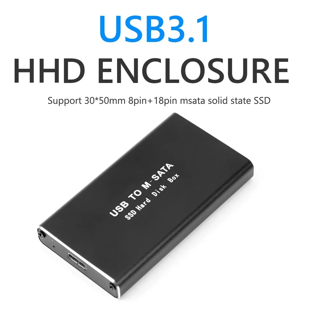 MSATA-USB 3.0 SSD 케이스 인클로저, 미니 SATA USB 어댑터, 외장 솔리드 스테이트 디스크 박스, PC 노트북용, 30x50 mSATA HD 하드 디스크 ,mSATA to USB 3.0 SSD Case Enclosure Mini SATA USB Adapter External Solid State Disk Box for PC Laptop 30x50 mSATA HD Hard
