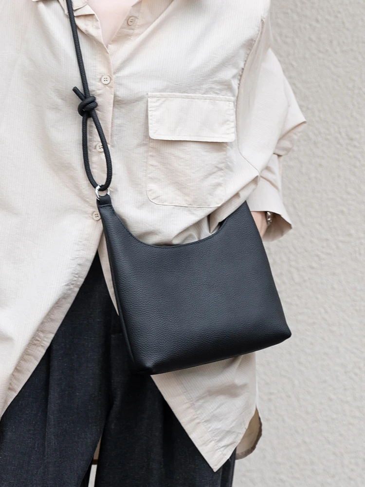 

Women's Soft Cow Leather Bag Lady Fashion Retro Versatile Shoulder Handbags Female Casual Cowhide Crossbody Bags for Ladies New