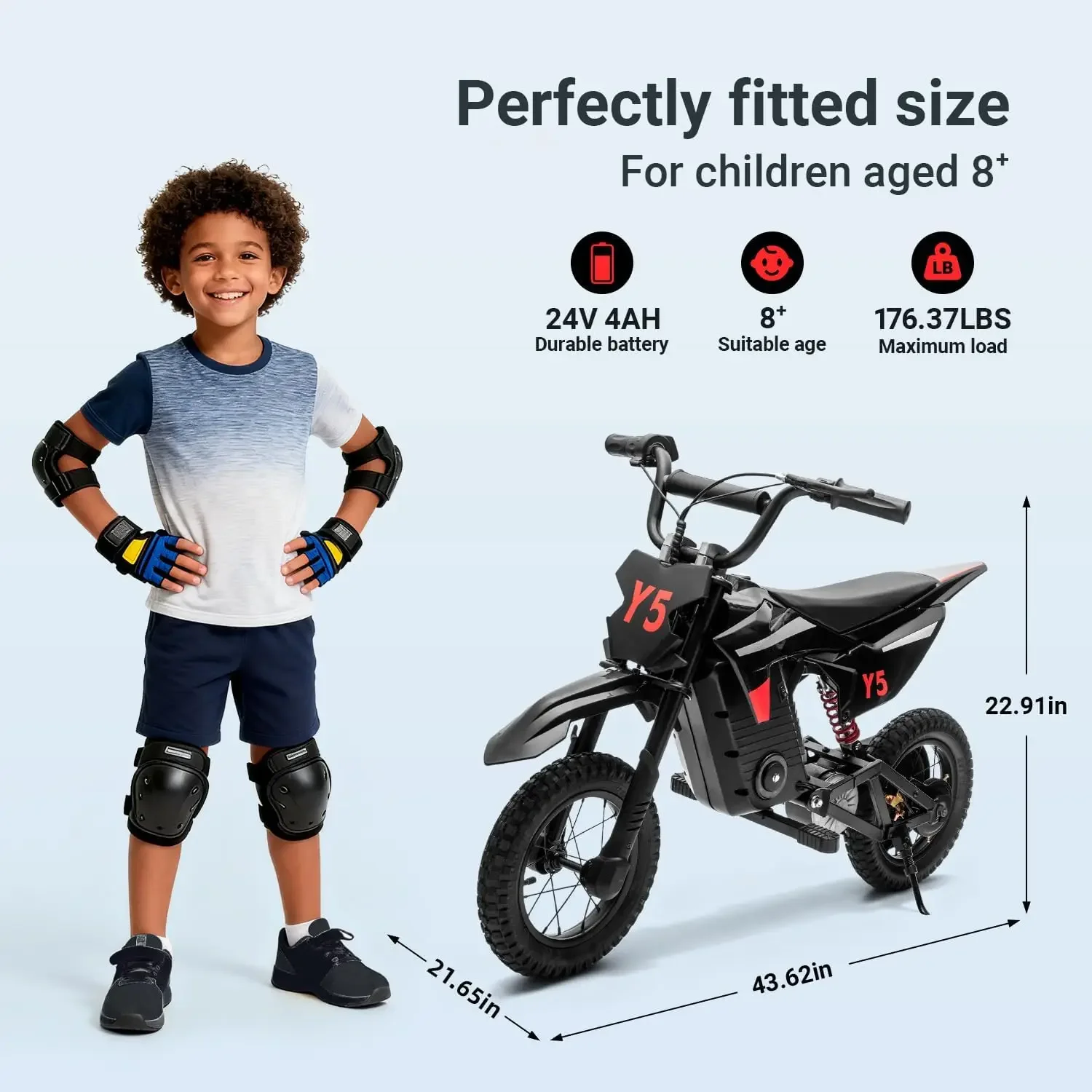 トラックセブン 24V キッズバイク 250W 電動オフロードバイク リチウム電池式 3速 7.46-9.32MPH