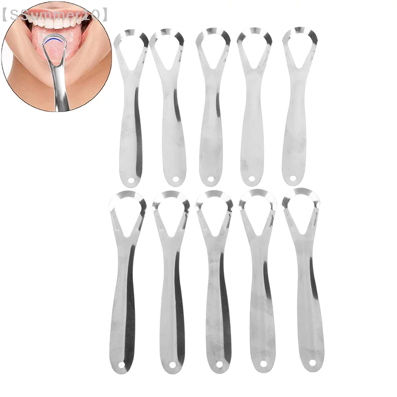 【SSummer10】Stainless Steel Tongue Scraper Cleaner - Coating Remover Halitosis Oral Care Scraping Brush Tool【SS】