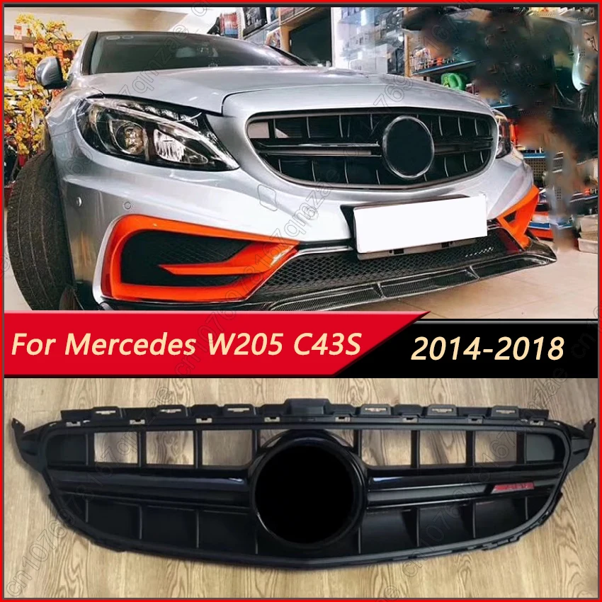 

Grille For Mercedes C-Class W205 C180 C200 C250 C300 C350 C43 2014-2018 Front Bumper Grill Auto Racing Grid Grille