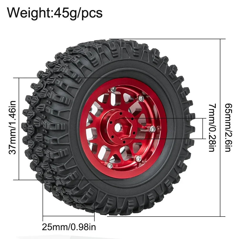 

Aluminum Alloy 1.3 Inch Beadlock Wheel Rim Tire For 1/24 Fms24 Axial Scx24 1/18 Trxs Trx4m Trx4-m Rc Crawler Car Tire
