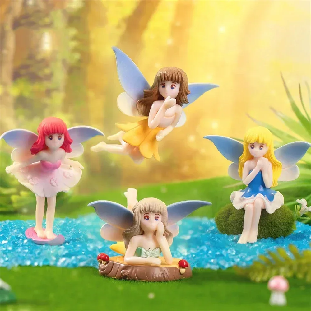 Flower Fairy Elf Figure Ornament Decoration Pvc Craft Miniature Figure Tiny For Garden Micro Landscape Potted Decor Accessories