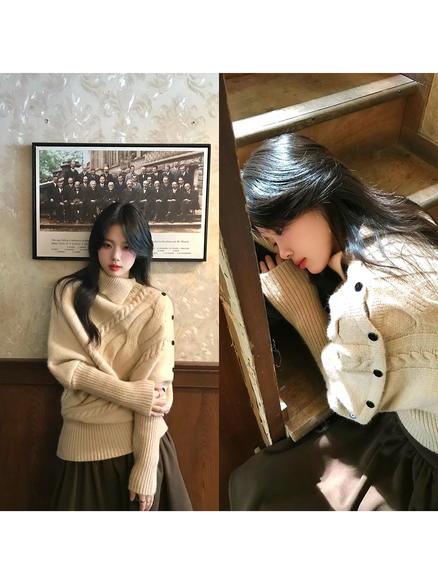 

Korean Sle Women's Thiened High Collar Sweater Winter Warm Knitted High Faion Straight Tube Long Sve Top