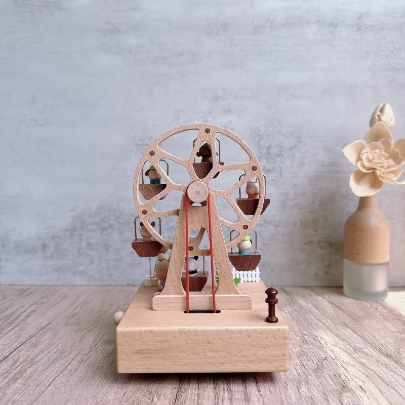 Animal Ferris Wheel Music Box. Mechanical Coil Rotating Ferris Wheel Wooden Music Box. Children's Gifts For Boys And Girls - Image 3