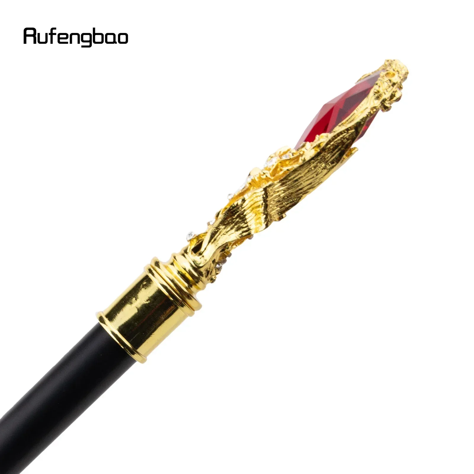 Red Diamond Golden Walking Cane Fashion Decorative Walking Stick Gentleman Performance stage Cane 95cm