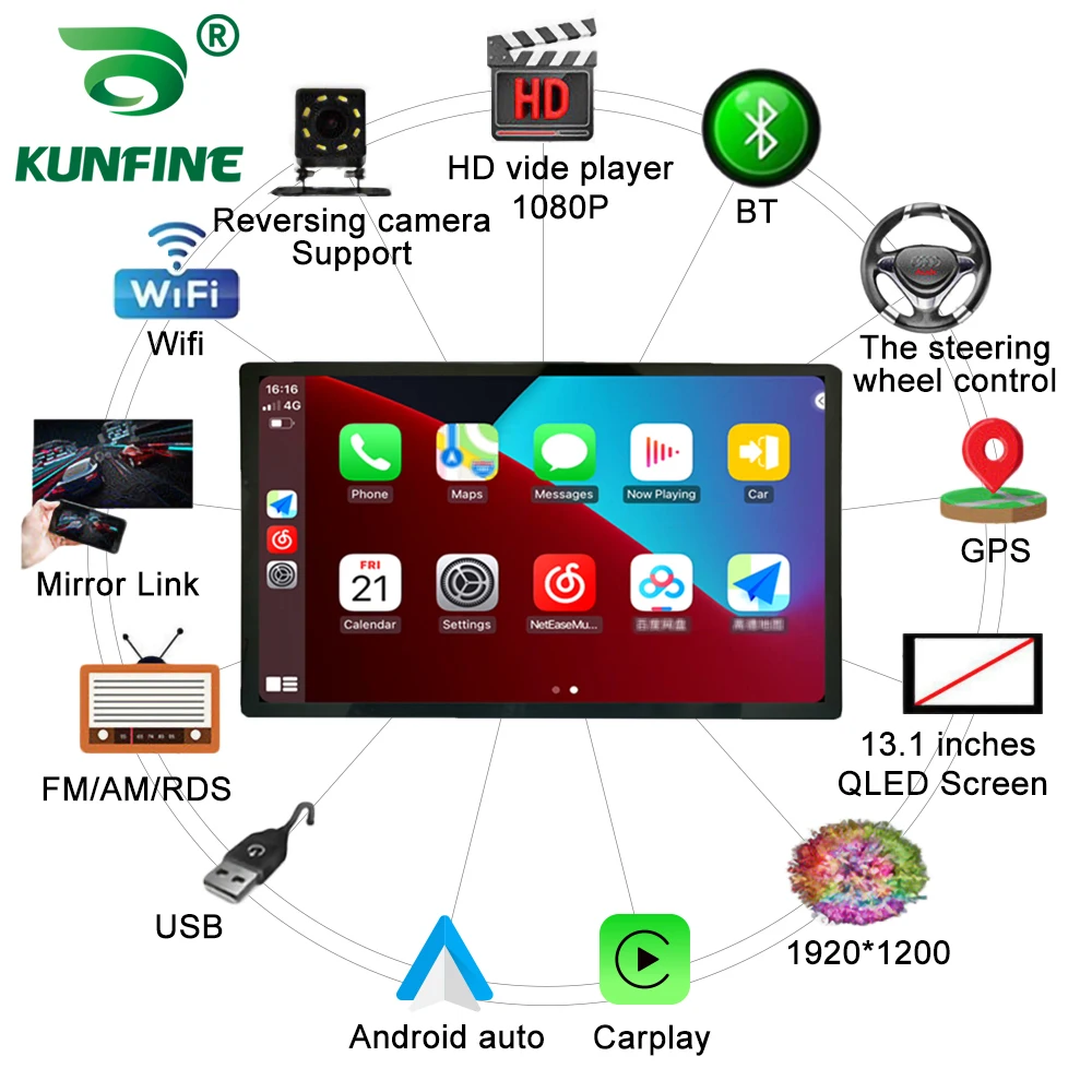 Radio Coche Android 14, Doble DIN De 7 Pulgadas Con GPS, Bluetooth 5.0, CarPlay, DVB-T2 Y 4G Integrado