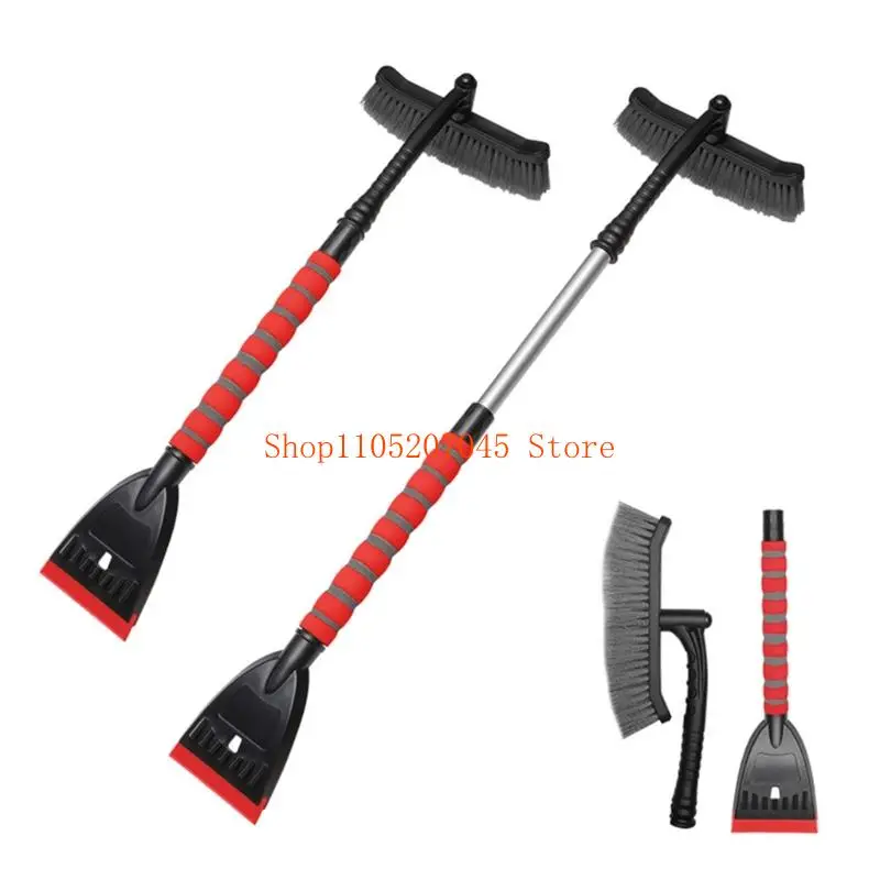 37cd Multi Position Car Snow Remover Tool With Shockproof Foam Handle And Scratch Proof Bristles For Safe Use Ice Scraper