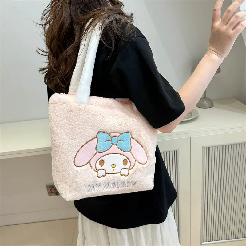 Sanrio Bag Kawaii Kuromi Cinnamoroll My Melody Cartoon Anime Plush Handbag Cosmetic Bag Travel Storage Bag Women Girl Gifts