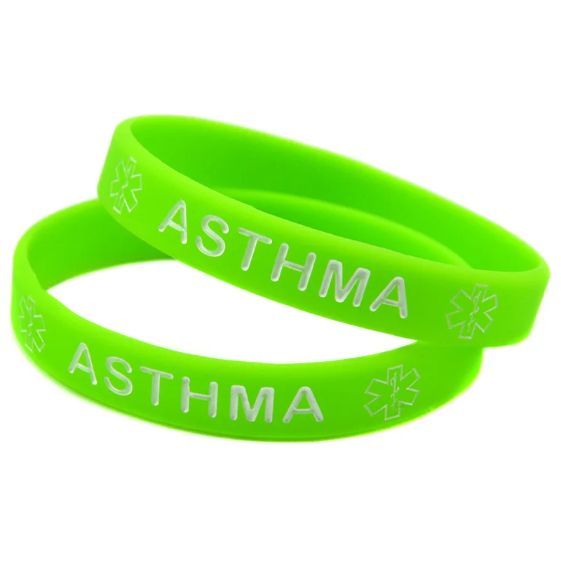 50 Stück Asthma-Notfall-Silikon-Armbänder, medizinische Gummiarmbänder, unisex, 6 Farben – Detail 4