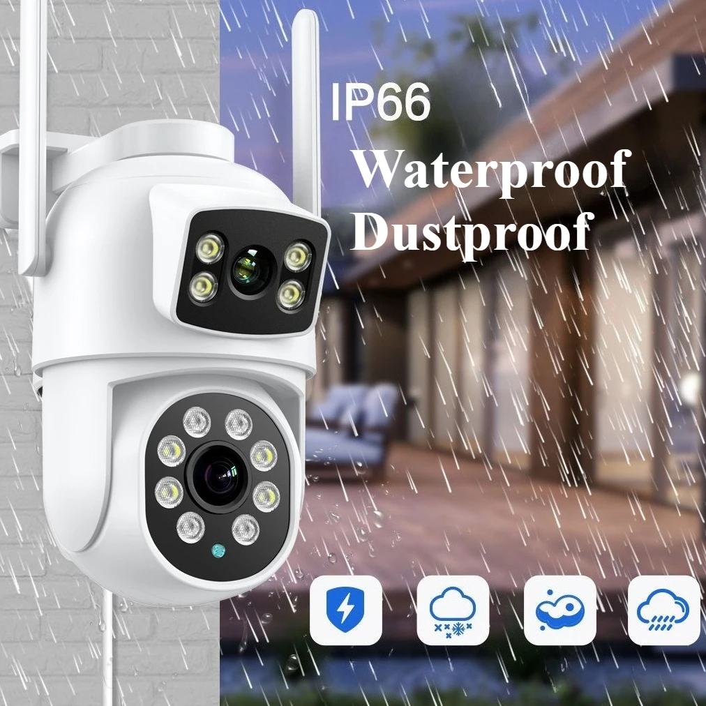 4K 6MP Wifi Security Camera PTZ Outdoor Dual Screen Human Detection Dual Lens Webcam Night Vision Waterproof CCTV IP Camera 360