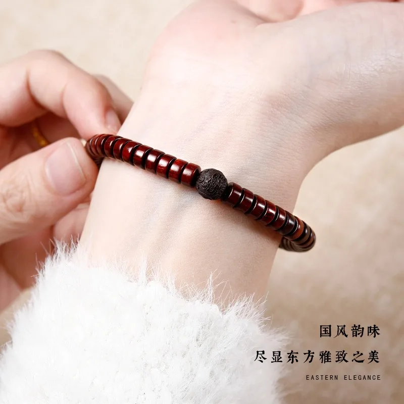 Natural Indian Small Leaf Rosewood 20mm High Oil Density Sinking Bead Bracelet for Men 108 Bead Bracelet for Women Gifts