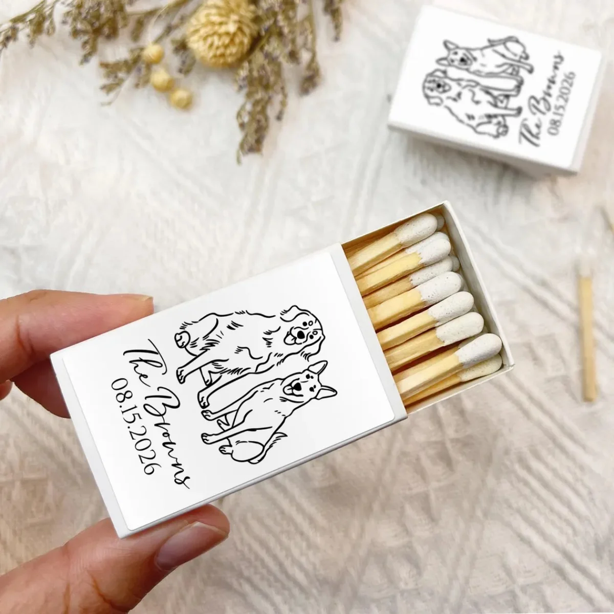

Custom Pet Wedding Matchbox, Matchbook Art Dog, Bulk Wedding Matchbox Favors, Personalized Pet Matchbox Gift for Guests, Dog Lov