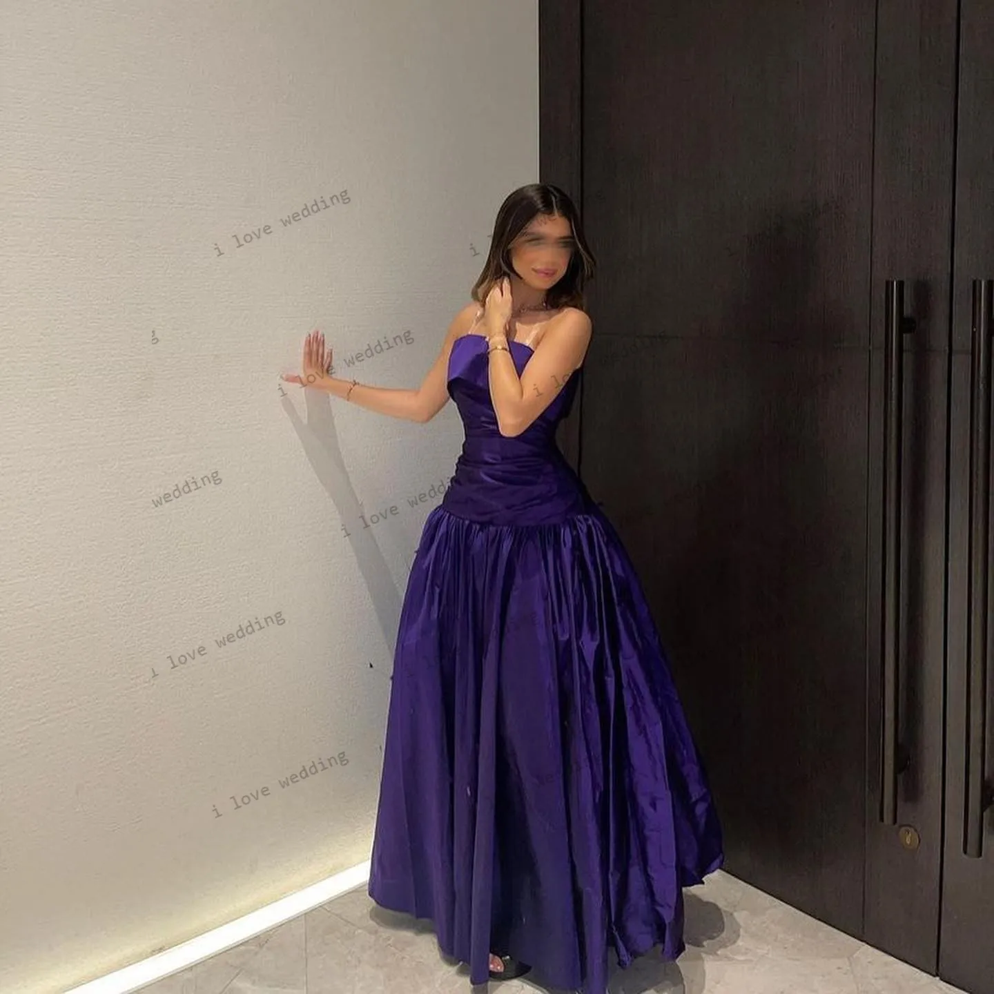 Prom Dresses 2025 Bright Purple Wedding Party Dress Satin Sleeveless Ruched Elegant A-Line Evening Dress Ankle Length Customized