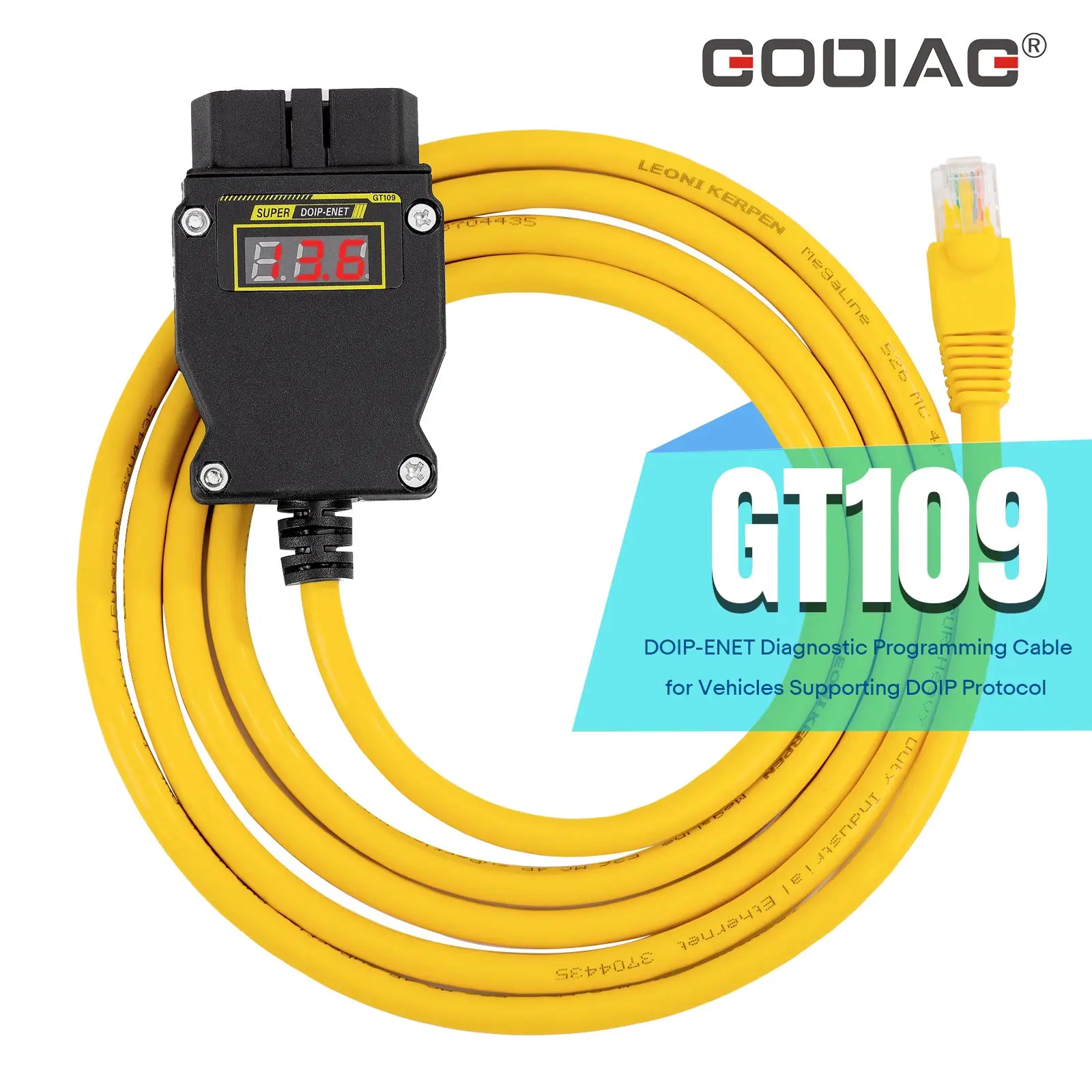 GODIAG GT109 DOIP ENET Diagnostic Programming Coding Adapter with Voltage Display view 4