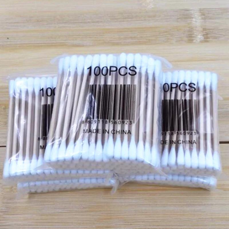 100pcs/bag Disposable Baby Cotton Swabs Makeup Cosmetic Tips for Girls Stick Rod Cotton Bud Cotton Applicator Bar