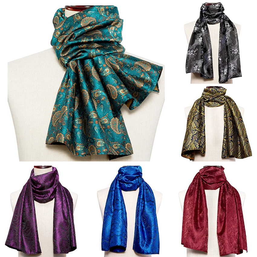 Новый модный мужской шарф, Зеленый жаккардовый шарф с пейсли, 100% шелк, Осень-зима, повседневный деловой костюм, рубашка, шарф, 160*50 см, Barry.Wang