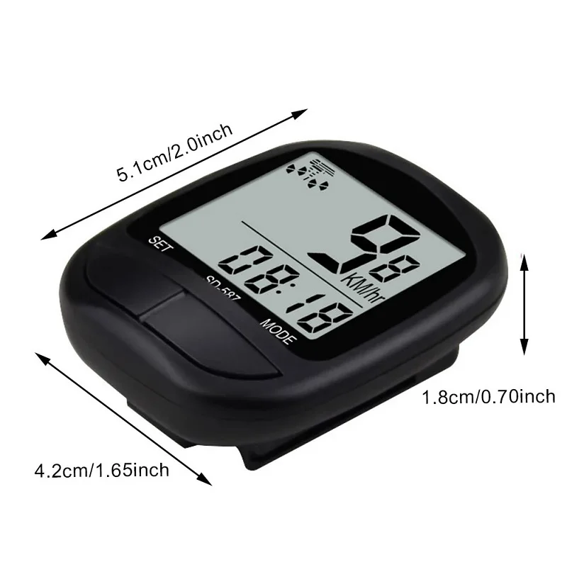 Bicycle Computer Wired Waterproof Bigital Bike Speedometer Odometer with Backlight Bike Stopwatch Speed Counter Code Table Black