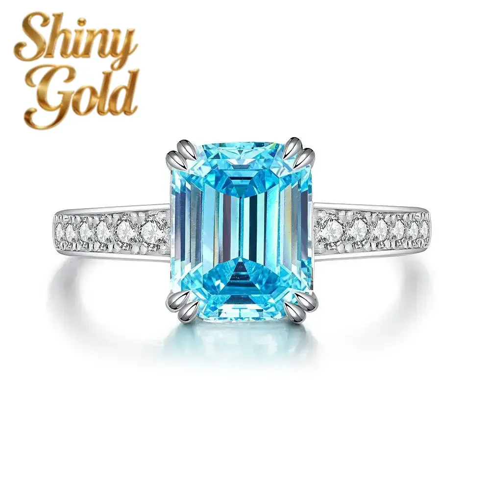 

ShinyGold Luxury Solid Platinum PT950 Women's Diamond Ring Classic Four-claw Pagoda Square Bag Moissanite Diamond Ring