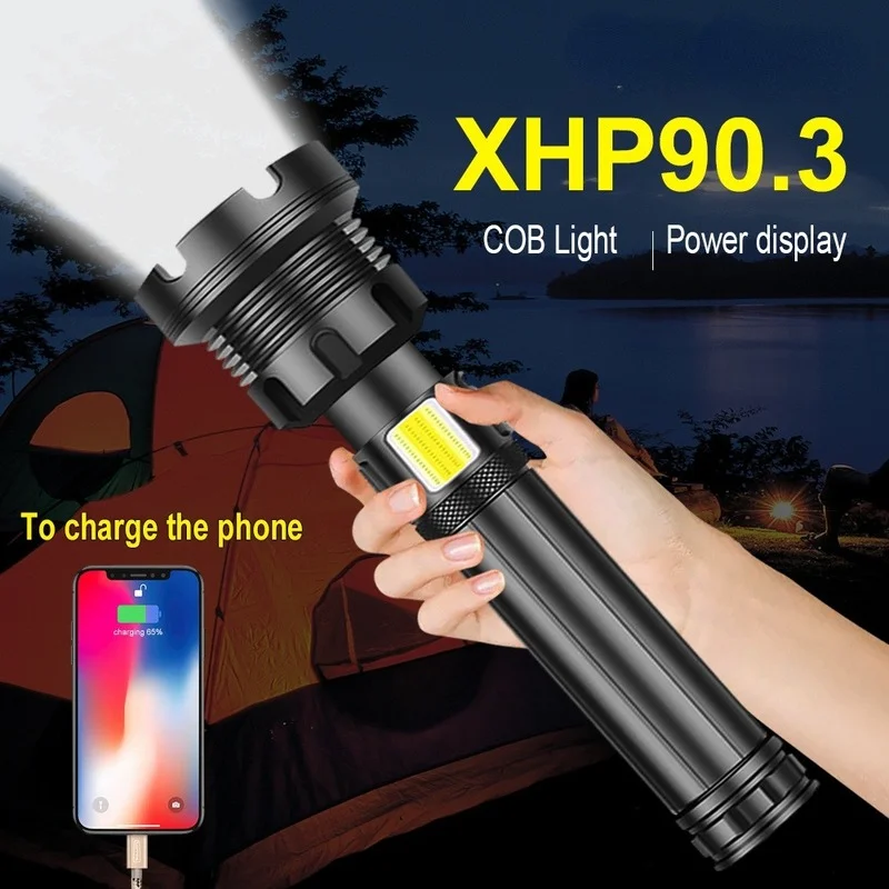 400000 Lumens XHP90.3 Most Powerful Led Flashlight 18650 26650 Battery Rechargeable Tactical Flashlights Torch