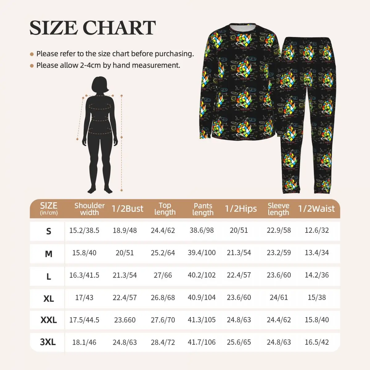 Exploding Rubix Rubiks Magic Cube Math Round Neck Long Sleeves Nightdress for Sleeping Sleepshirts Women Loose Pajama Long Pants