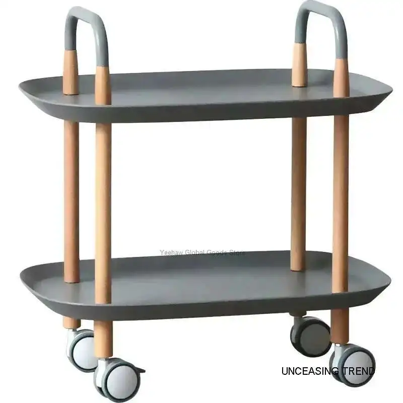 

Modern Minimalist Cart Sofa Side A Few Small Coffee Table Ins Storage Two-story Multi-functional Dining Car With Wheels