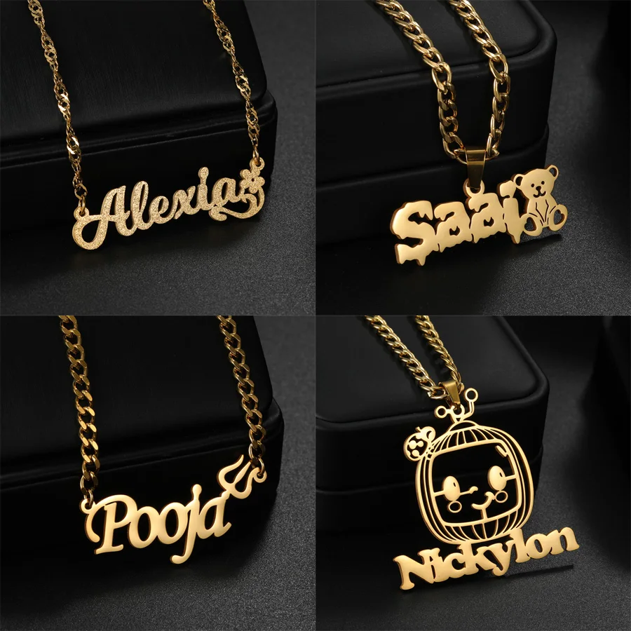 

Multi Styles Personalized Custom Name Necklace For Women Stainless Steel Pendant Necklace Fine Birthday Anniversary Jewelry Gift