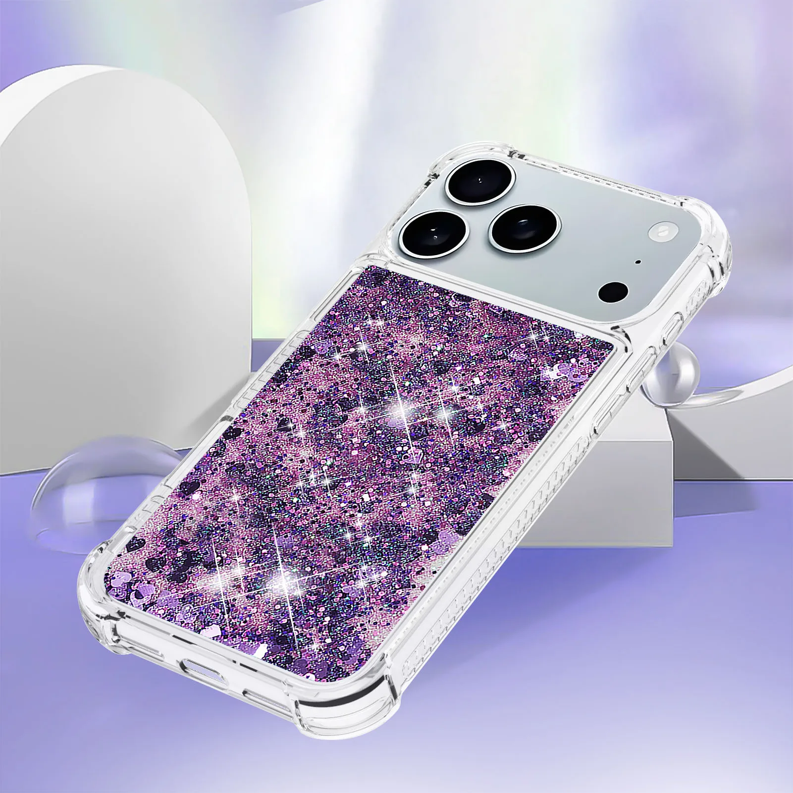 เคสโทรศัพท์แบบใสวิบวับ กลิตเตอร์เหลว สำหรับ iPhone 17 Air 16 PM 15 14 Plus 13 12 11 Pro Max 16e ป้องกันรอยขีดข่วน