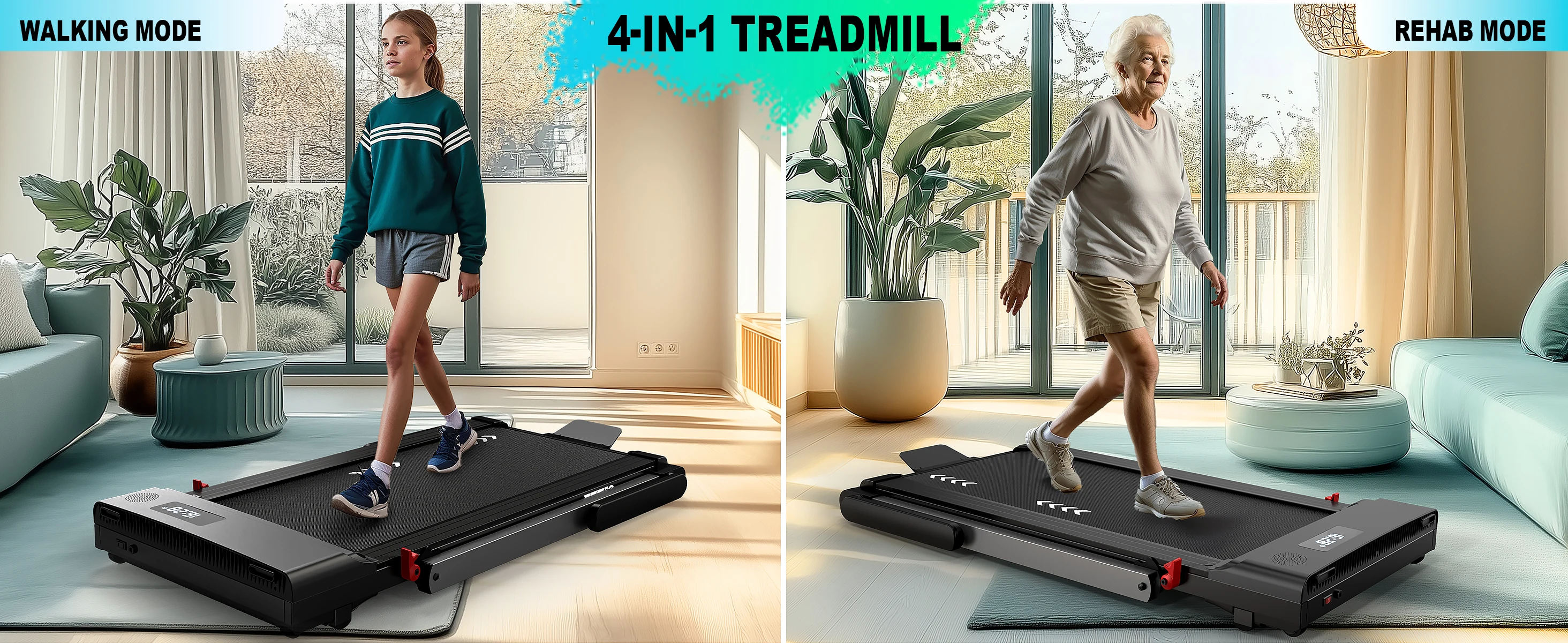 3-in-1 Heim-Laufband 2,5 PS Geräuscharm Bluetooth-Lautsprecher Faltbar 12 Programme Fernbedienung Dual-LED-Display für Zuhause und Büro – Detail 4