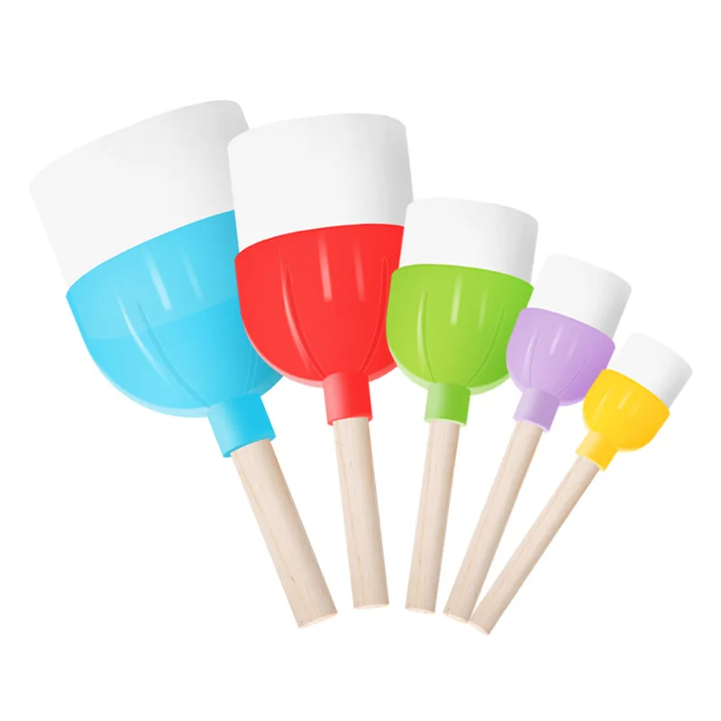 5pcs/set Sponge Brush Graffiti Tool for Children's Painting Circular Sponge Brush Stamp DIY Rubbings Sponge Brush Paint Brushes