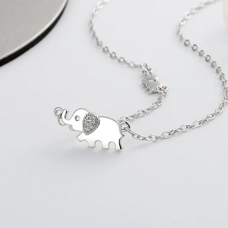 KOFSAC Cute Elephant Pendant Necklace For Women 925 Sterling Silver Jewelry Fashion Animal Necklaces Clavicular Chain Girl Gift