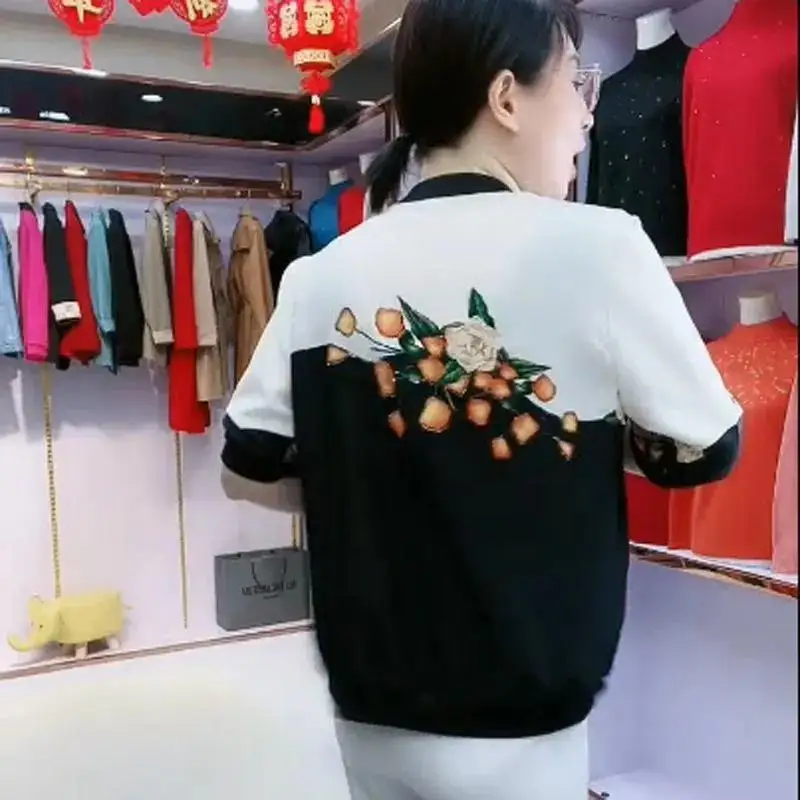 2023 New Spring/Summer Fashion Foreign Style Slim Fit Short Crop Sleeve Popularity Basic Casual Leisure Baseball Neck Coat