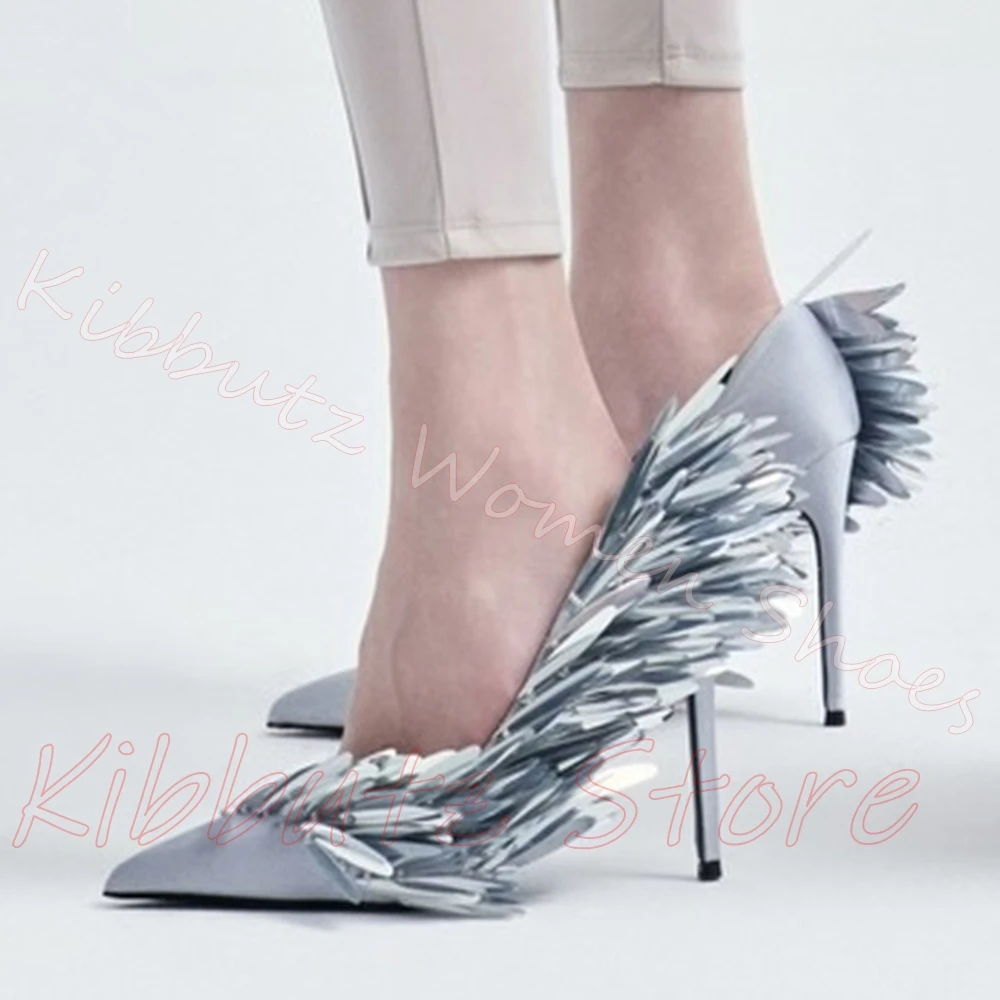 Pointed Toe Pumps Women Stiletto Heel High Heels Appliques Slip On Elegant Party Shoes Formal Footwear Fashion Runway Style New